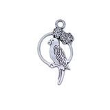 20pcs 29x15mm 3 Colors Antique Bronze Color Antique Silver Color Antique Gold Color Double-Sided Flower And Bird Charms