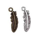 10pcs 7x23mm 2 Colors Antique Bronze Color Antique Silver Color Feather Charms For DIY Jewelry Making