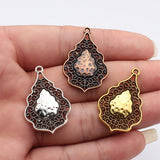 5pcs 37x24mm 3 Colors Antique Silver Color Antique Copper Color Antique Gold Color Hollow Leaf-Shaped Pendant