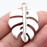 5pcs 42x32mm 2 Colors Antique Silver Color Rhodium Color Monstera Leaf Pendant For DIY Jewelry Making