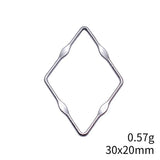 40pcs 30x20mm Kc Gold Color Rhodium Color Embossed Openwork Rhombus Geometric Charms For DIY Jewelry Making