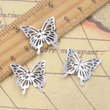 20 piezas dijes mariposa hueca 19x21mm colgantes de Color plata antigua para hacer joyería tibetana hecha a mano DIY