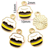 10pcs 20 styles Zinc alloy Metal Enamel bee honeycomb sunflower charm For Bracelet Necklace Key Chain Pendant DIY Jewelry Making