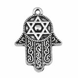4pcs 28x19mm 2 Colors Antique Bronze Color Antique Silver Color Hand With Star Of David Charms For DIY Jewelry Making
