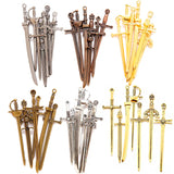 7style 7pcs 6 Color Samurai Knife Charms Alloy Metal Katana Pendants For DIY Handmade Jewelry