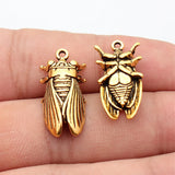 5pcs 25x12x6mm 3 Colors Antique Bronze Color Antique Silver Color Antique Gold Color Insect Cicada Charms