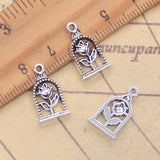 20 piezas dijes flor de girasol 18x10mm colgantes de Color plata antigua para hacer joyería tibetana hecha a mano DIY