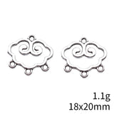 20 conectores para pendientes de nubes auspiciosas de estilo chino, color plata antigua, de 18 x 20 mm, para hacer joyas DIY.