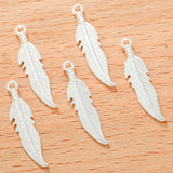30 pcs 7 colors Feather Charms for Earring necklace Metal Pendant Fit bracelet necklace earring Jewelry making 27*6mm D320