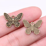 20pcs 13x18mm 2 Colors Antique Bronze Color Antique Silver Color Butterfly Charms For DIY Jewelry Making