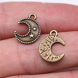 20pcs 15x12mm 2 Colors Antique Bronze Color Antique Silver Color Moon Stars Charms For DIY Jewelry Making