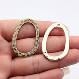 5pcs 46x29mm 2 Colors Antique Bronze Color Kc Gold Color Hammered Irregular Oval Circle Charms For DIY Jewelry Making