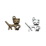 10pcs 19x18mm 2 Colors Antique Bronze Color Antique Silver Color Cat Charms For DIY Jewelry Making