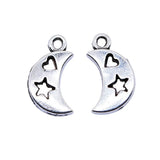 10pcs 9x17mm 2 Colors Antique Bronze Color Antique Silver Color Moon Stars Heart Charms For DIY Jewelry Making