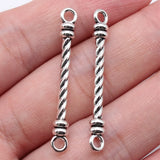20pcs 38x5mm Antique Silver Color Long Strip Connector Pendant For DIY Jewelry Making Handmade Jewelry Craft Findings