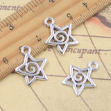 20 piezas dijes espiral tornillo hélice aguja Volution estrella 20x17mm colgantes de Color plata antigua DIY hecho a mano hallazgo tibetano