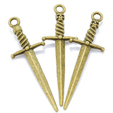 10pcs 5 Color Alloy Antique Knight Sword Charms for Jewelry Making DIY Handmade game Weapons Personality Necklace Pendant
