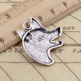 Colgantes de Color plata tibetana para fabricación de joyas, 10 piezas, Lobo, perro, Wolfhound, 35x30mm, artesanía hecha a mano