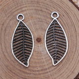 40pcs 27x11mm 2 Colors Antique Bronze Color Antique Silver Color Leaves Charms For DIY Jewelry Making