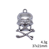 5pcs 37x21mm 2 Colors Antique Bronze Color Antique Silver Color Skull Charms For DIY Jewelry Making