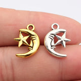 20pcs 18x13mm 2 Colors Antique Silver Color Antique Gold Color Moon And Star Charms For DIY Jewelry Making