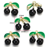 5pcs 20style Red Black Cherry Acrylic Stereo Oil Enamel DIY Charms for Bag Earring Necklace Jewelry Making Handmade Pendant W428