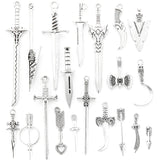 10-50pcs Mixed Styles Antique Knight Sword Anime weapon Charm for Jewelry Making DIY Handmade Weapons Personality Necklace