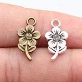 20pcs 21x11mm 2 Colors Antique Bronze Color Antique Silver Color Double-Sided Flower Charms For DIY Jewelry Making