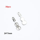 Zinc alloy 10-30pcs Multiple styles Antique Silver plated musical instrument Charms for bracelet necklace DIY jewelry Pendant