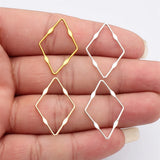 40pcs 30x20mm Kc Gold Color Rhodium Color Embossed Openwork Rhombus Geometric Charms For DIY Jewelry Making