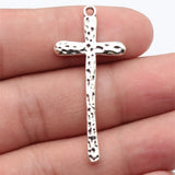 10pcs 47x21mm 2 Colors Antique Silver Color Antique Copper Color Hammered Cross Pendant For DIY Jewelry Making
