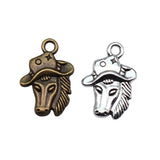 10pcs 23x16mm 2 Colors Antique Bronze Color Antique Silver Color Double Sided Cowboy Hat Horse Head Charms