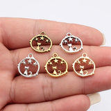 20pcs 18x17mm 5 Colors Hollowed-Out Cat Star Circle Charms For DIY Jewelry Making