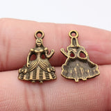 20pcs 21x14mm 2 Colors Antique Bronze Color Antique Silver Color Bow-Knot Dress Girl Charms For DIY Jewelry Making
