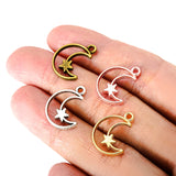 25pcs 5 colors alloy Hollow moon Charm Star Pendant For DIY Necklace Bracelet Earrings Jewelry Crafts Making Accessories