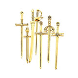 7style 7pcs 6 Color Samurai Knife Charms Alloy Metal Katana Pendants For DIY Handmade Jewelry