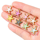 10Pcs 10Colors Zinc alloy Metal Enamel Starfish For Pendant Bracelet Necklace DIY Jewelry Making  18*15mm W237