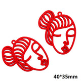 5pcs 5 colors girl Face  Trendy Charm Woman Earring Necklace Alloy Charms for Jewelry Making 40*35mm