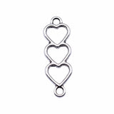 40Pcs/Lot Charms Heart Link Connector 24x8mm Antique Silver Color Pendants DIY Crafts Making Findings Handmade Tibetan Jewelry