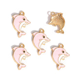 10pcs 15*20mm 6 colors Enamel Alloy dolphin Charm Earring Pendant DIY Keychain Necklace Jewelry Accessories W474