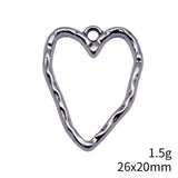 20pcs 26x20mm 3 Colors Antique Bronze Color Antique Silver Color Kc Gold Color Hammer Pattern Hollow Heart Charms