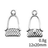 10pcs 12x20mm 2 Colors Antique Bronze Color Antique Silver Color Women'S Bags Charms For DIY Jewelry Making