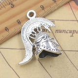 5 uds dijes casco de soldado 3D 39x34x15mm colgantes de Color plata antigua fabricación DIY joyería tibetana hecha a mano