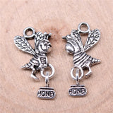 10pcs 19x12mm 2 Colors Antique Bronze Color Antique Silver Color Bee Carrying Honey Charms For DIY Jewelry Making