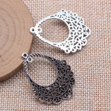 10 conectores geométricos de flores para pendientes, de 41 x 31 mm, color plata antigua, para hacer joyas hechas a mano.