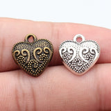 20pcs 17x16mm 2 Colors Antique Bronze Color Antique Silver Color Heart Charms For DIY Jewelry Making