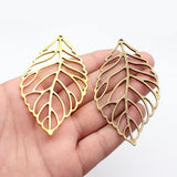 1pcs 90x50mm 2 Colors Antique Bronze Color Antique Gold Color Large Hollow Leaf Charms For DIY Jewelry Making