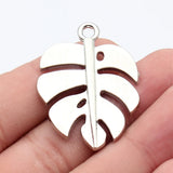 5pcs 42x32mm 2 Colors Antique Silver Color Rhodium Color Monstera Leaf Pendant For DIY Jewelry Making