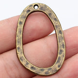5pcs 46x29mm 2 Colors Antique Bronze Color Kc Gold Color Hammered Irregular Oval Circle Charms For DIY Jewelry Making