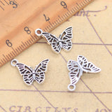 20 piezas dijes de mariposa 13x17mm colgantes de Color plata antigua para hacer joyería tibetana hecha a mano DIY